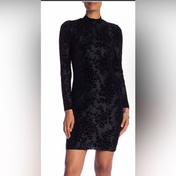Dress the Population Dana Velvet Floral Mini Dress in blue velvet fairy goth M - Picture 1 of 8